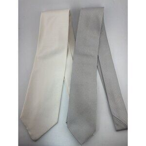 LOT OF 2 -  Dolce & Gabbana Made in Italy Men's Silk Neck Ties White & Grey